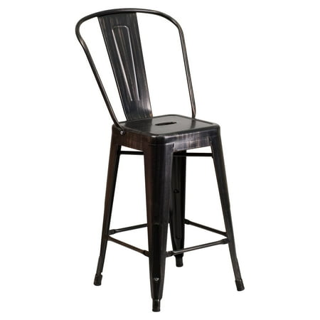 Flash Furniture 24'' High Black-Antique Gold Metal Indoor-Outdoor Flash Furniture 24'' High Black-Antique Gold Metal Indoor-Outdoor Counter Height - Flash Furniture 24'' High Black-Antique Gold Metal Indoor-Outdoor