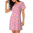thumbnail image 2 of Rateoe Donut Print Women’s Nightdress – Cozy Cotton Short-sleeved Sleep Shirt, Loose-Fit Sleepwear, Perfect for Relaxing and Sleeping, 2 of 6
