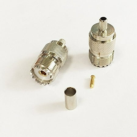 - 1PC UHF female jack SO239 RF coax connector crimp for RG58 Straight