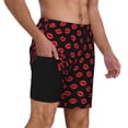 thumbnail image 2 of Gaeub Sexy Red Lips Kiss Print Mens Swim Trunks with Compression Liner,Board Shorts Quick Dry,Beach Swimwear with Pockets-Medium, 2 of 6