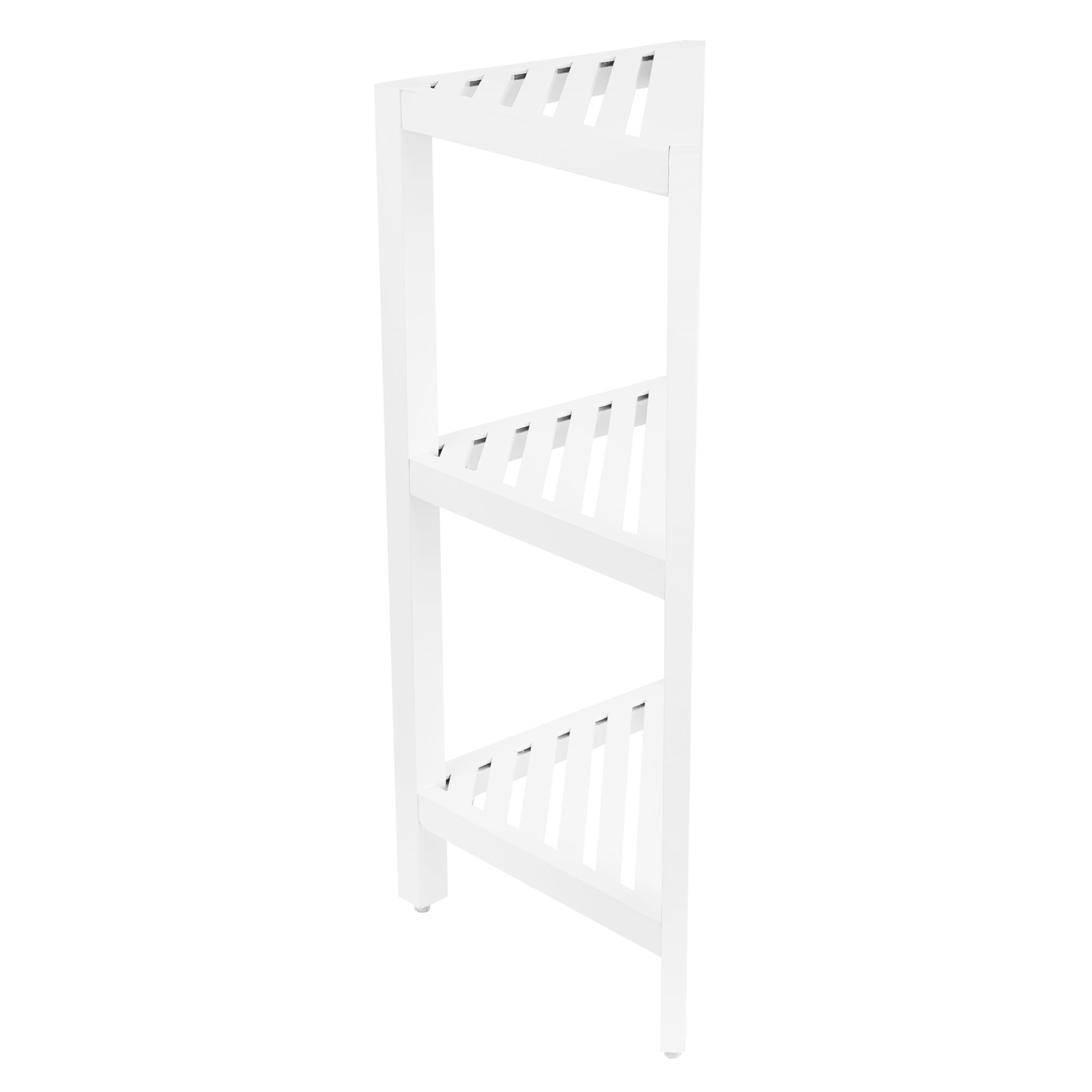 Era Borneo Three Tier Corner Bath Tower Shelves, White 15.87x24.45in