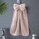 thumbnail image 1 of Hand Towel | Bow-Knot Hangable Fleece | Soft Absorbent Polyester | Quick Dry | Multi-Use Kitchen Bathroom Towel | No Shedding | Brown Gray Beige | 33cm x 33cm | 1 Pack, 1 of 6