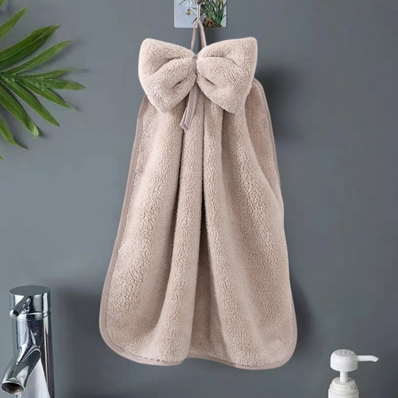 TERGAYEE Hand Towel Bow Hand Towel Hangable Hand Towel Coral Fleece Soft Absorbent Towel Kitchen Towels Holiday Gift Mother's Day Gift Hand Towels for Bathroom