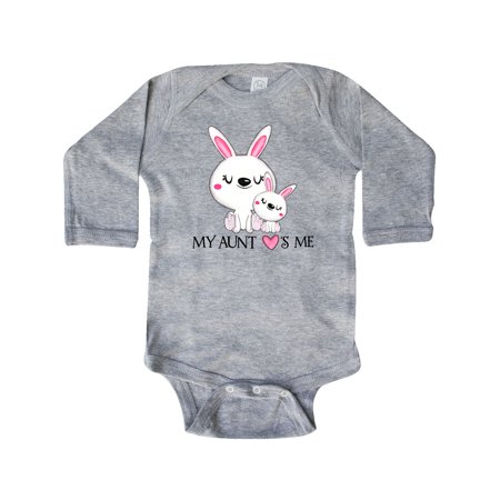 

Inktastic My Aunt Loves Me- bunny family Gift Baby Boy or Baby Girl Long Sleeve Bodysuit