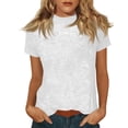 thumbnail image 3 of Avtoify Women High Neck Short Sleeve Top Summer Womens Tops Dressy Casual Loose Casual Stand Collar Blouse, 3 of 7