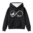thumbnail image 2 of Girls' Fashion Hoodies Oversized Graphic Print Hooded Long Sleeve Pullover Top with Pocket Casual Sweatshirts for Girls Black 4 Years-5 Years, 2 of 4