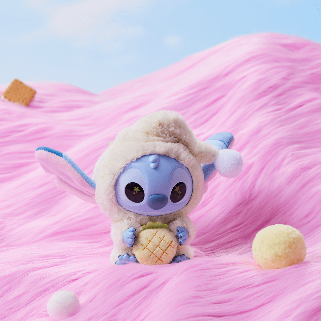 MINISO Disney Stitch Eat Something Before Sleep Blind Box Surprise Plush Toy Collectible  Random One Figure