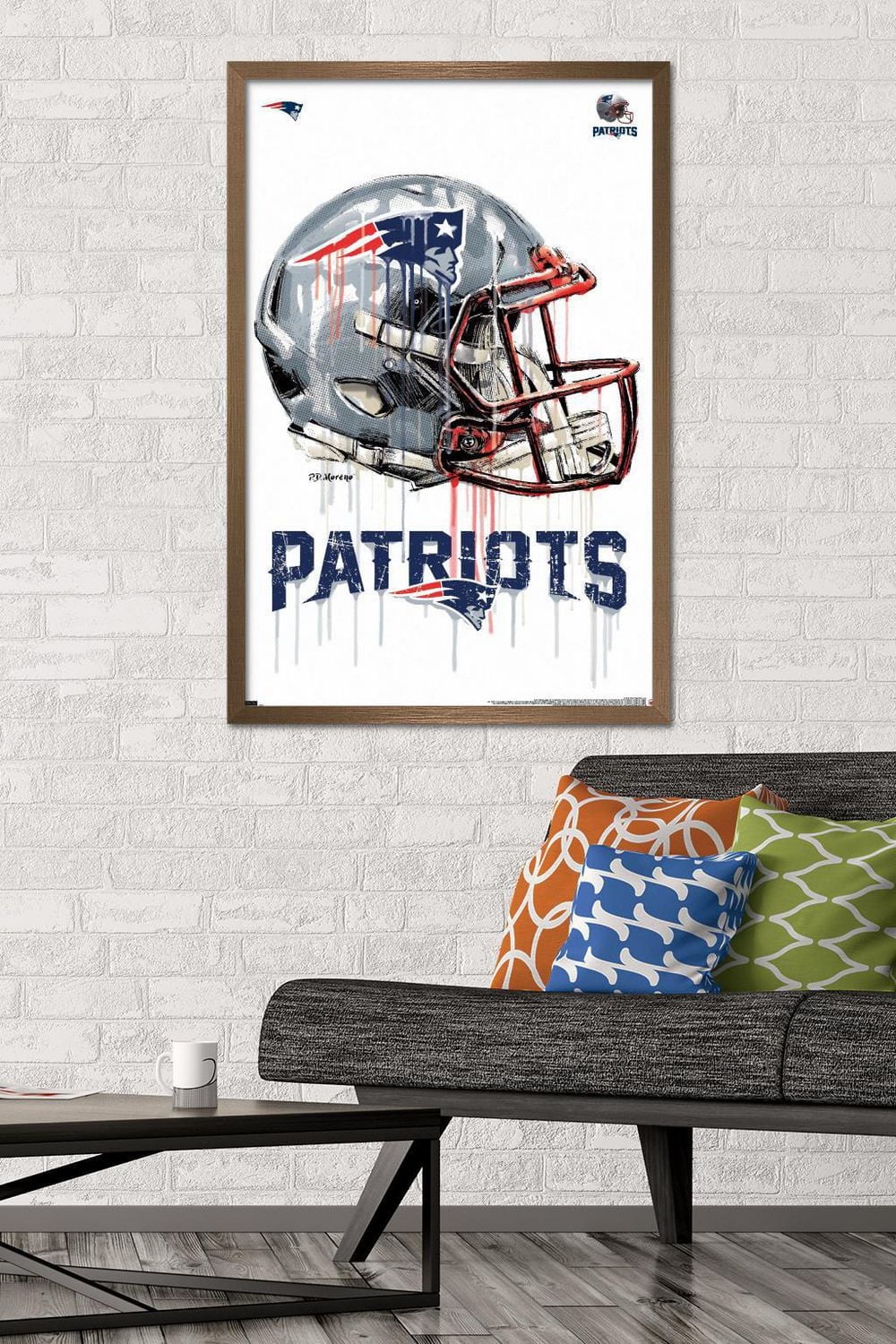 NFL New England Patriots - Drip Helmet 20 Wall Poster, 22.375" x 34" Framed
