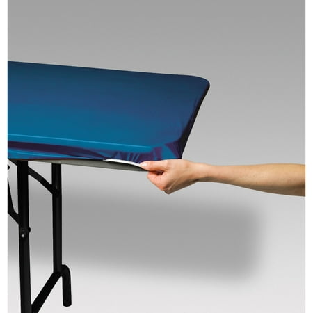 

Club Pack of 12 Blue Stay Put Rectangular Disposable Plastic Picnic Party Table Covers 72