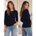 thumbnail image 2 of QUALFORT Women’s Crew Neck Pullover Sweater, Soft Lightweight Long Sleeve Knit Top, Navy, Size M, 2 of 7