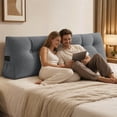 thumbnail image 6 of Triangular Headboard Pillow for Twin Dorm Bed, Wedge Backrest Bolster Cushion 31.5x19.6x7.8 Inch with Side Pockets, Long Back Support Pillow for Sitting in Bed Reading College Dorm, 6 of 6