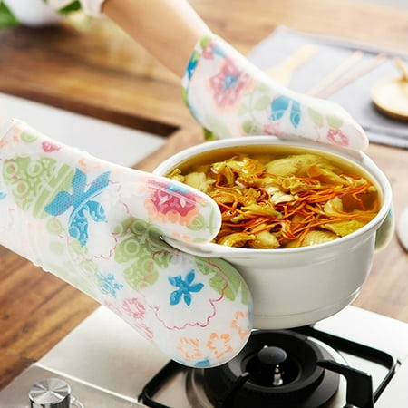

buateil 1Pc Kitchen Floral Thicken Cotton Padded Heat Resistant Oven Baking Glove Mitten