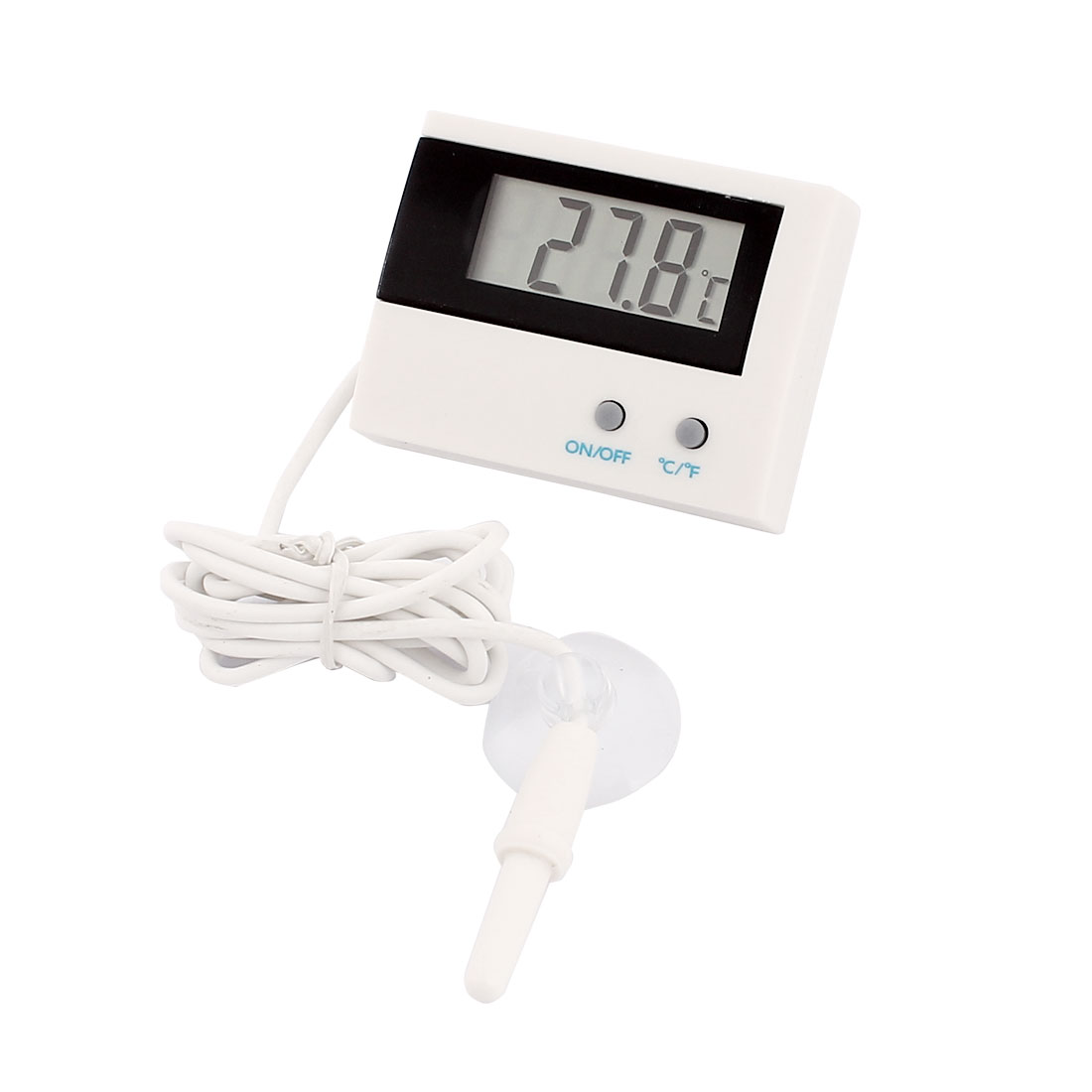 Unique Bargains Battery Operated White Temperature Measuring Probe Digital Thermometer
