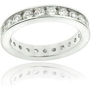 Zirconia Ice Swarovski Zirconia Sterling Silver Eternity Ring Band
