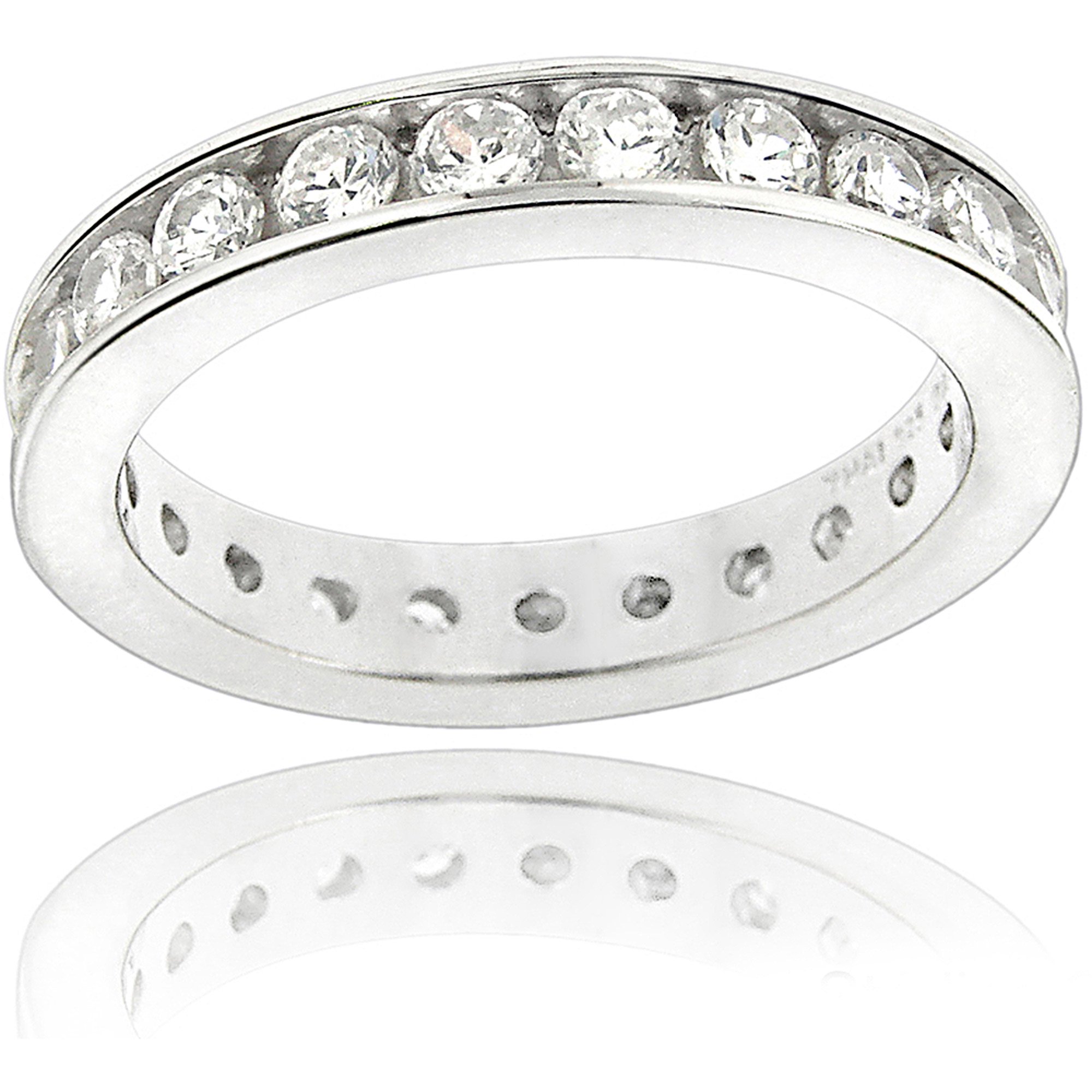 Zirconia Ice Swarovski Zirconia Sterling Silver Eternity Ring Band