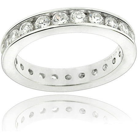 Zirconia Ice Swarovski Zirconia Sterling Silver Eternity Ring Band