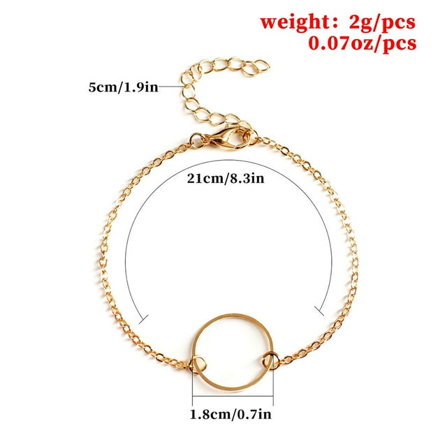 Boucle de Mode Délicat Réglable Résistant à l'Usure Or et Argent Rond Bracelet de Cheville en Argent Valentines Jour Chaînes de Pied pour les Femmes Or