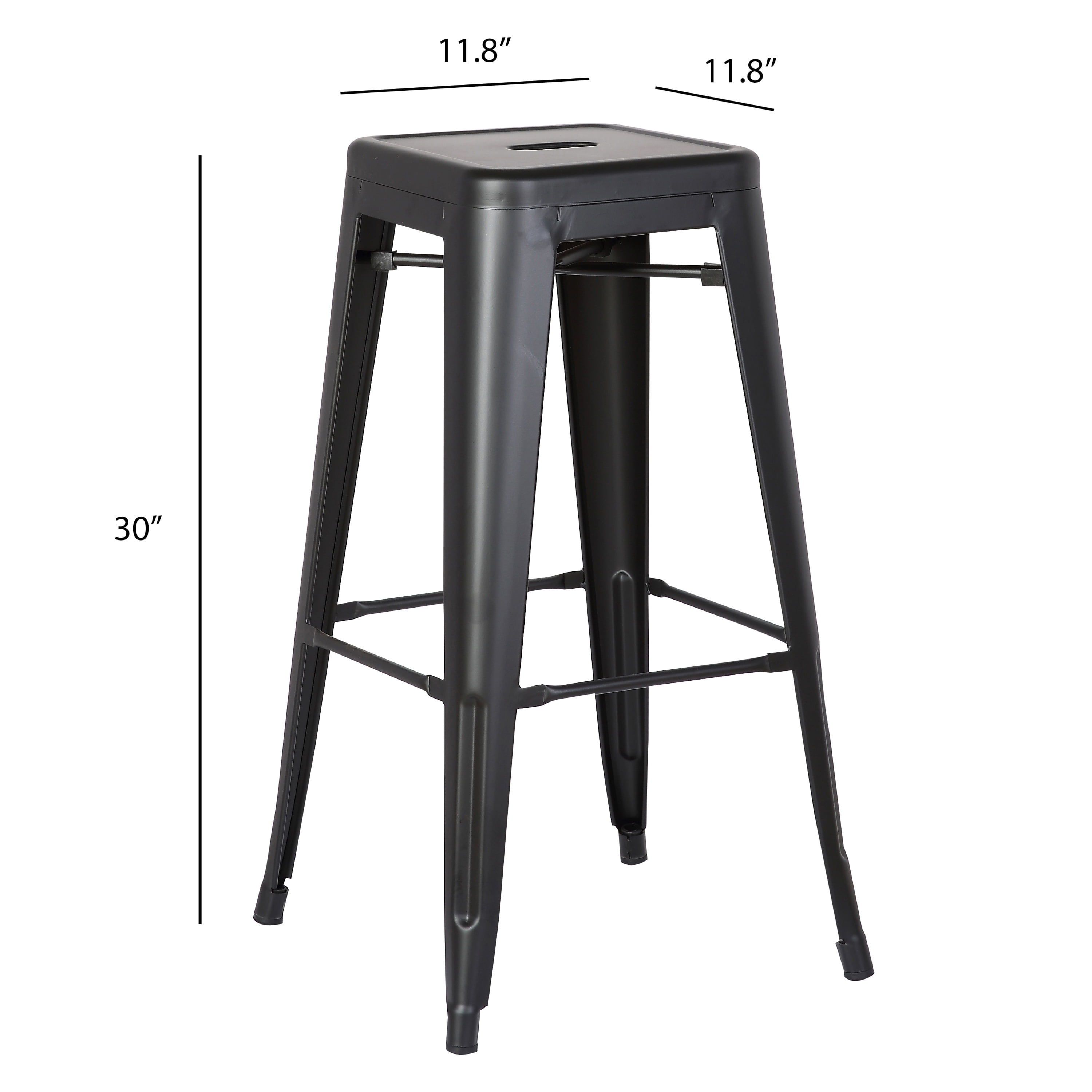 AC Pacific Industrial 30 inch Backless Metal Bar Stools in Matte Black Set of 4