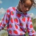 thumbnail image 5 of Utlike Girls Sweatshirt Autumn Children'S Cartoon Strawberry Printed Round Neck Hoodie Casual Base Skin-Friendly Top Activewear Purple 18-24 Months, 5 of 7