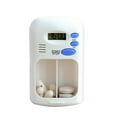thumbnail image 1 of ammoon Portable Mini Pill Box Timer with LCD Digital Electric Alarm Medicine Pill Case 2 Grids White Color Two Drawers Divided Plus Memory Fits Large Pills for Outdoor Travel Dispenser, 1 of 7