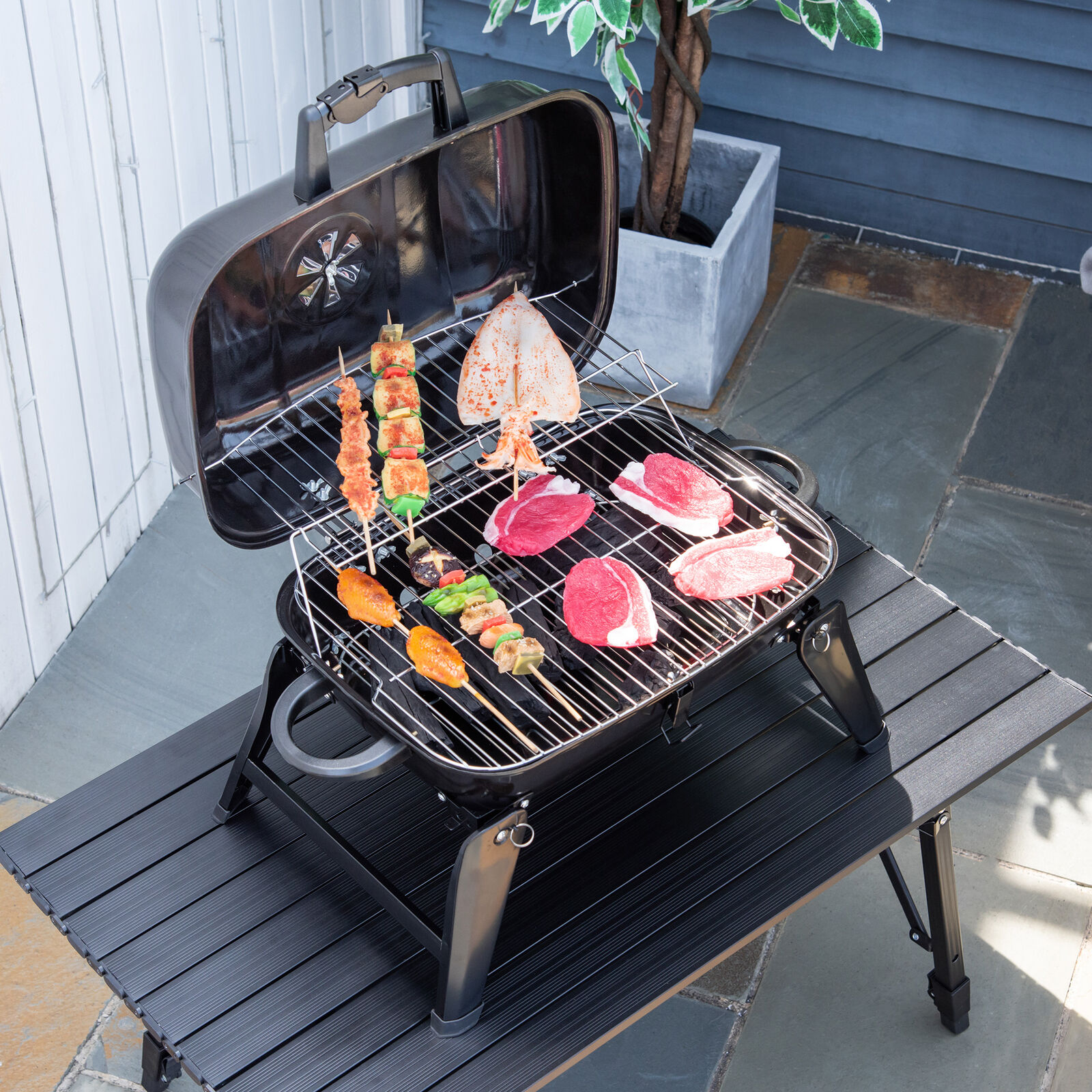 YouLoveIt Outdoor BBQ Grill Charcoal 48 Inch Charcoal Grill and Offset Smoker, BBQ Grill Charcoal Barbecue Pit Patio Backyard Meat Cooker Smoker for Large Event Gathering, Outdoor Camping - image 2 of 8