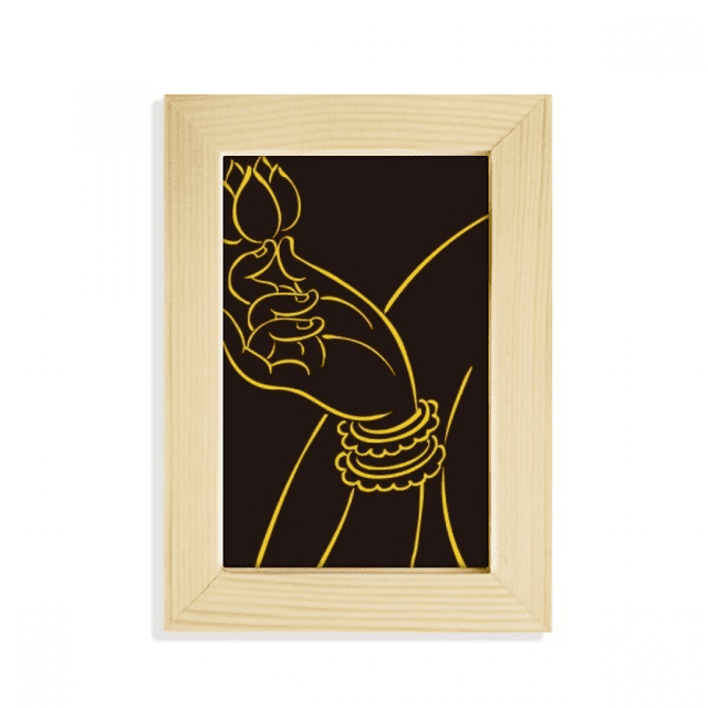 Marco de madera negro amarillo mano Lotus 5x7 pulgadas Unbranded