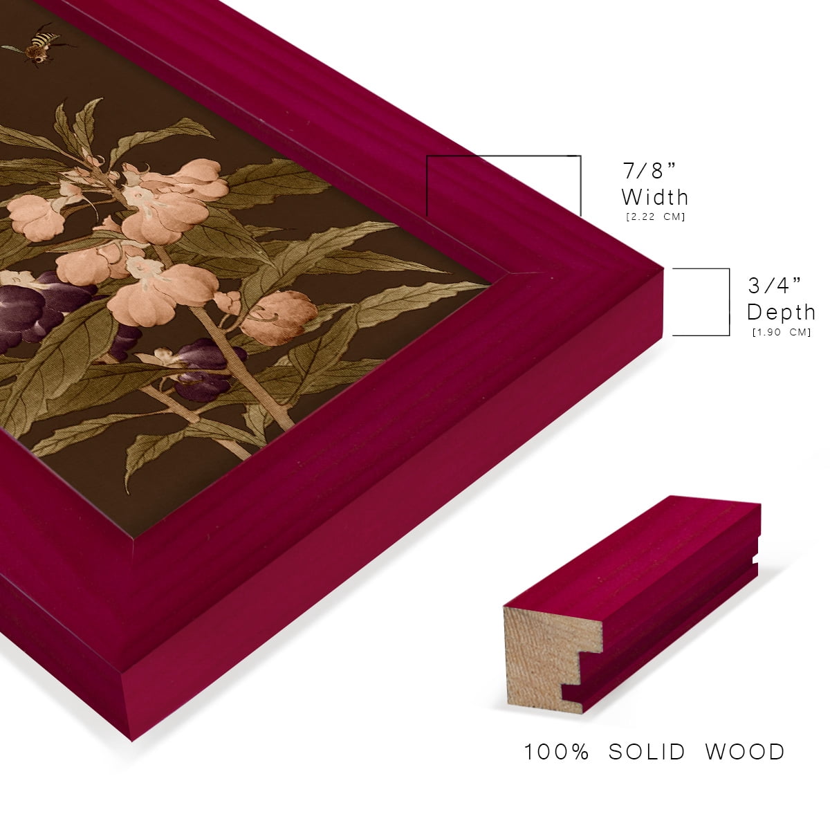 Asian Brocade IV - Framed Print w/glass - Cherry Red