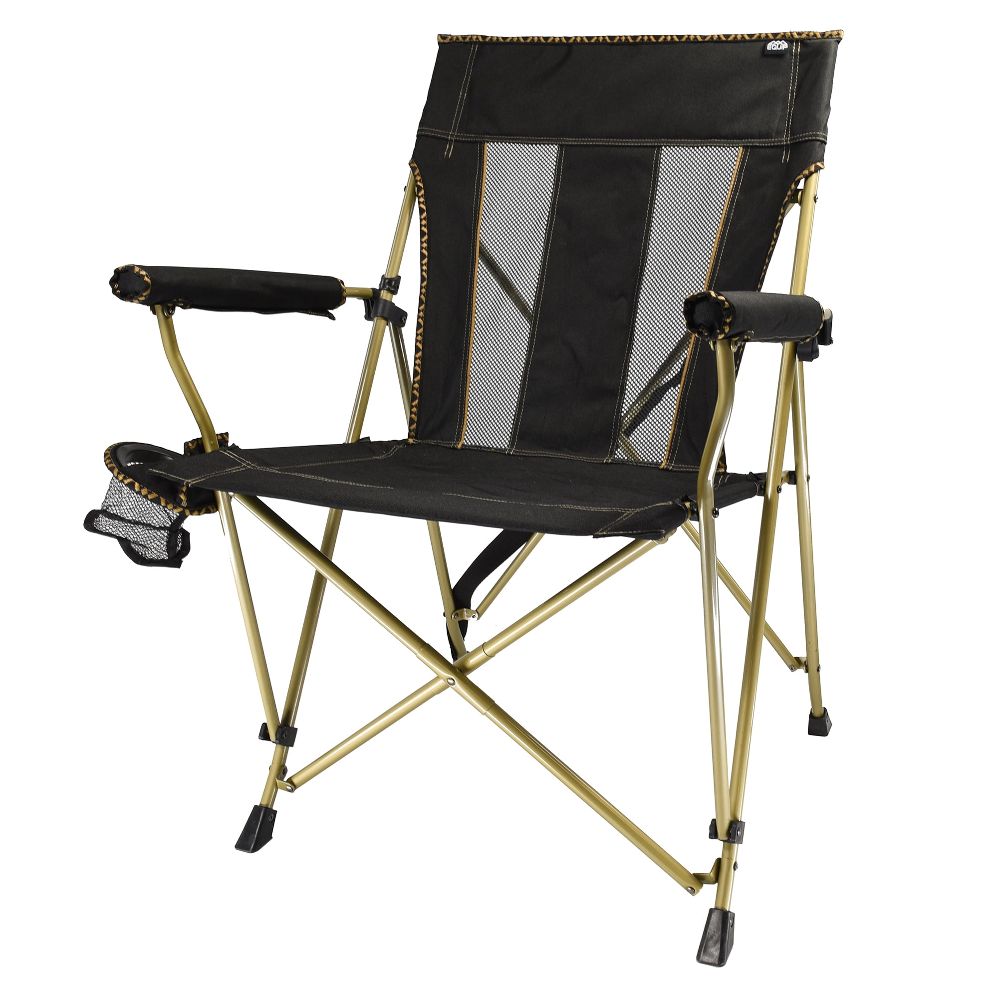 Equip Comfort Click XL Portable Outdoor Hard Arm Chair with Mesh Back and Cup Holder, 300 lb Capacity