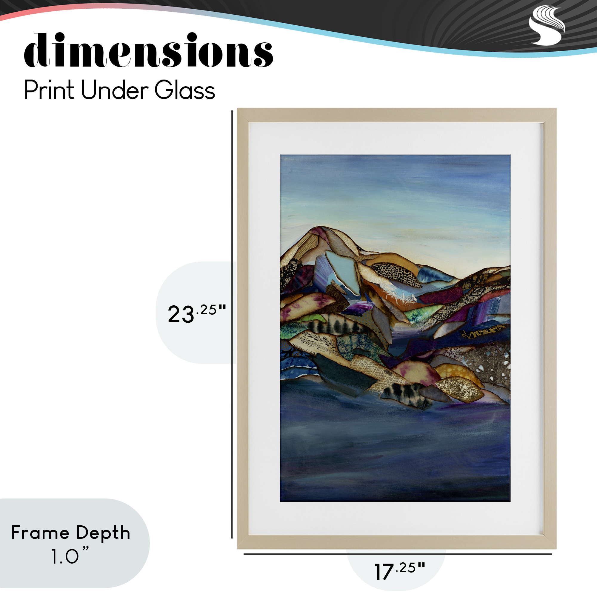 Stupell Industries Patchwork Collaged Mountains Birch Framed Print Under Glass, design by Van Horne-Borcherding