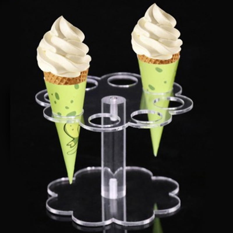1pcs 8 Holes Acrylic Ice Cream Cone Stand Holder Transparent/Chip Cone Holde^m^ 