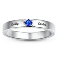 thumbnail image 5 of 925 Sterling Silver Womens Rings Personalized Birthstone Promise Ring Custom Made with Name Simulated Birthstones Engagement Couple Rings, 5 of 5