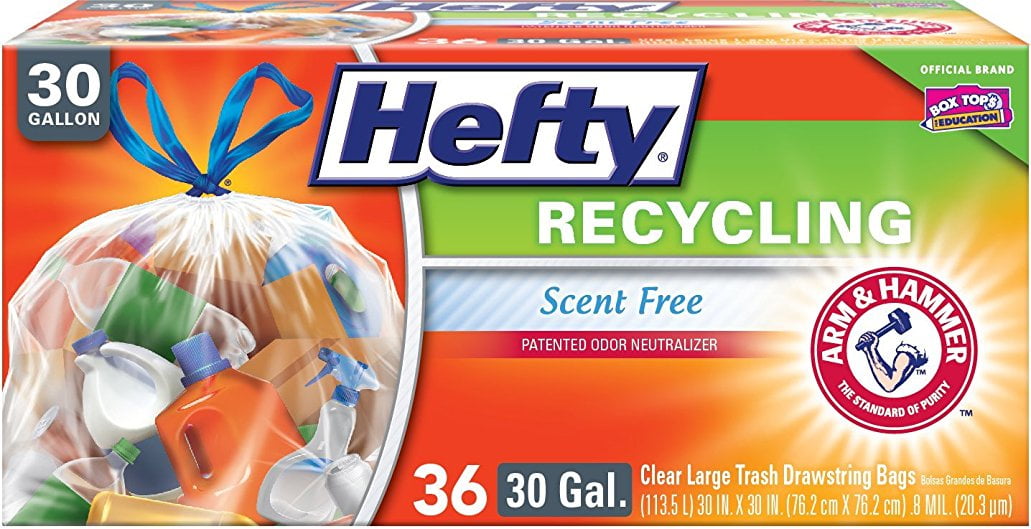 Hefty Recycling 30 Gallon Clear Large Trash Drawstring Bags 28 Count 
