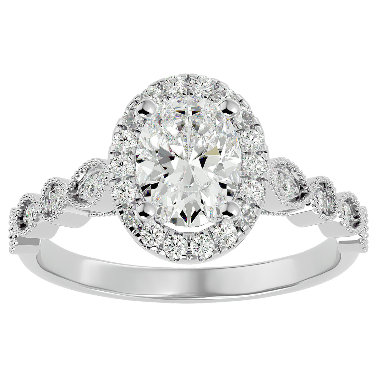 SuperJeweler 1 1/3 Carat Oval Shape Diamond Engagement Ring in 14 Karat White Gold for Women