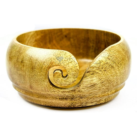 Nagina International Handmade Premium Butter-Scoop Mango Yarn Ball Storage Bowl | Knitting & Crocheting Accessories Supplies (Small)