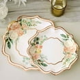 thumbnail image 1 of CUITING 25 Pack White Pink Paper Dessert Plates in Damask Floral Pattern  8” Round Disposable Salad Appetizer Plates with Scalloped Rims - 300 GSM, 1 of 11
