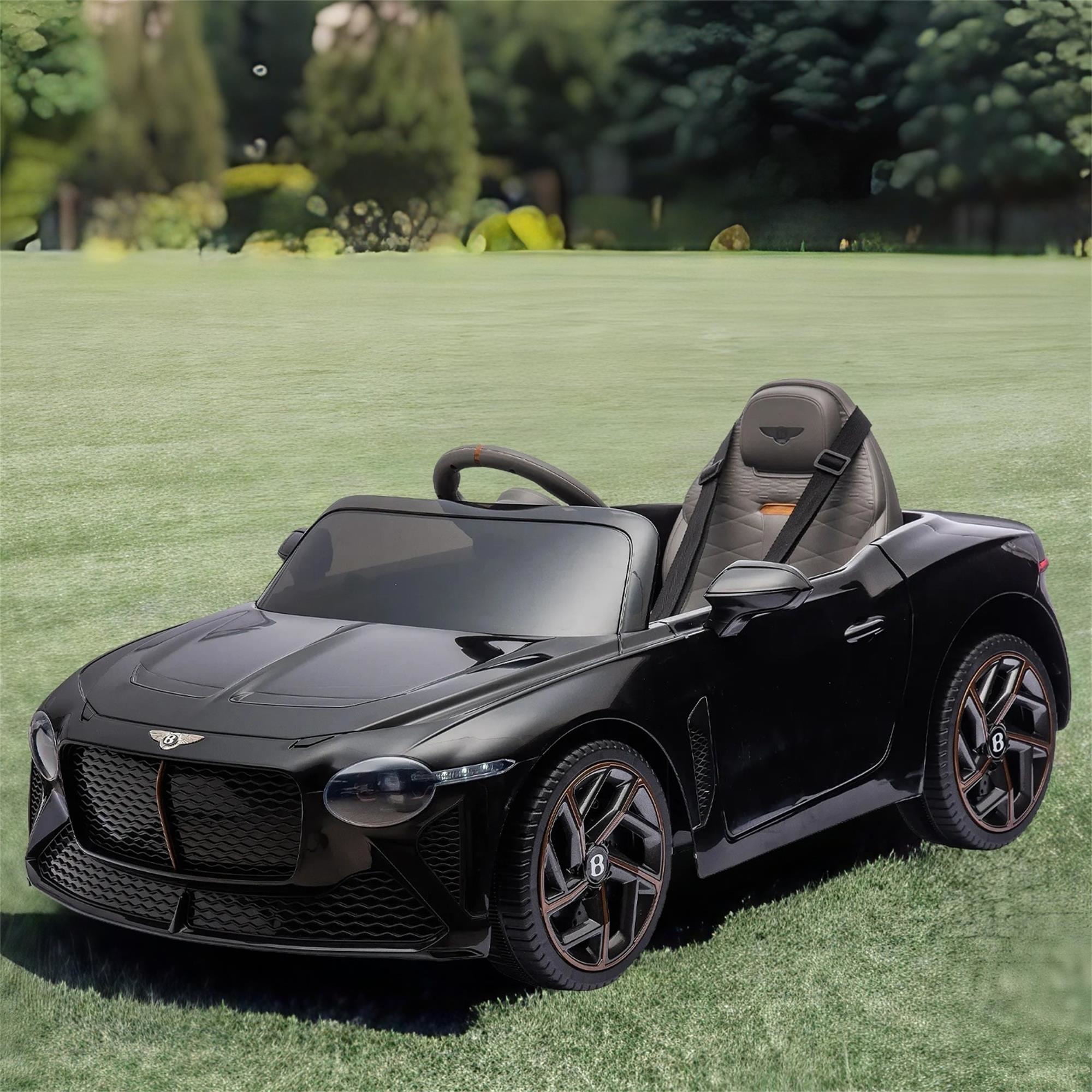 Kepooman 12v Electric Powered Ride on Car for Girls Boys, Kids Ride on Car with Parents Remote Control, USB,MP3 ,Bluetooth,LED light,Three-point safety belt, Black