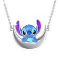 thumbnail image 2 of Pendientes de DisneyLilo & Stitch, collar de aguja, colgante de media luna bañado en plata con diseño de anime kawaii, regalo inspirador, joyería Tre, 2 of 4