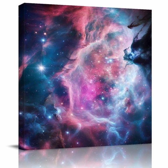 Wall Art Prints, Star Sky Framed Canvas Prints for Bedroom Living Room Bathroom Office, Modern Fantasy Ombre Space Abstract Art Gallery Wrap Wall Art Poster for Gifts Home Decor 28"x28"