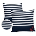 thumbnail image 2 of Outdoor Throw Pillow Cover Marine Nautical Theme Red Anchor Waterproof Cushion Covers 2 Pack Dark Navy Blue and White Stripes Pillow Cases Home Decoration for Patio Garden Couch Sofa, 2 of 7