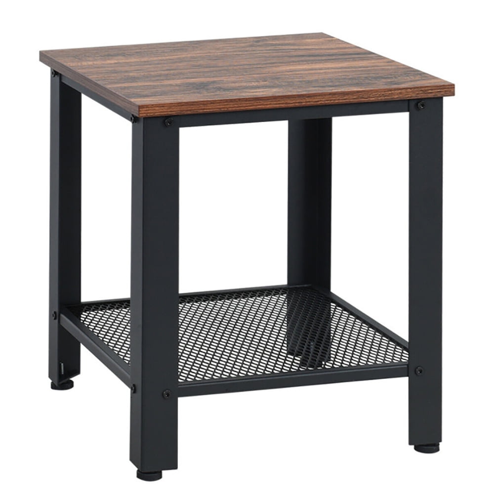 Finihen End Side Table, Rectangular Coffee Table, Industrial End Table 2-Tier Side Table, for Living Room, Bedroom, Black Finihen End Side Table, Rectangular Coffee Table, Industrial End Table 2-Tier Side Table, for Living Room, Bedroom, Black