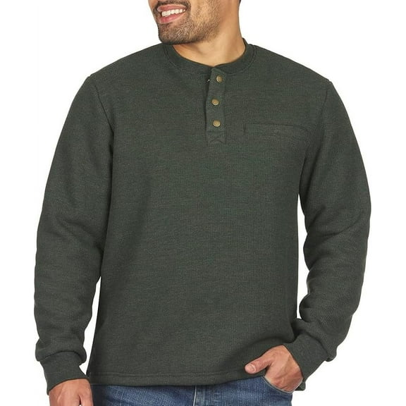 Coleman Men's 1/4 Snap Sherpa Lined Waffle Relaxed Fit Henley Shirt (Hunter Green Heather, XL)