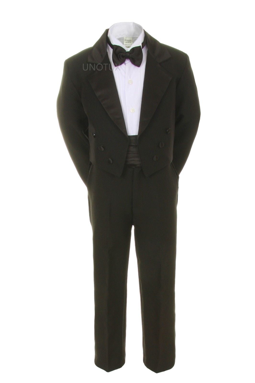 New 5pc Baby Kid Teen Boy Wedding Formal Tuxedo Vest Cummerbund Suit Black S-20 