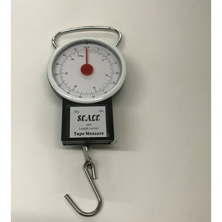 All For You Hanging Scale Mechanical Kitchen and Fish Fishing Scale Max 75LB Multi-Purpose Portable Hand Held Dial Weight Scale with Tape