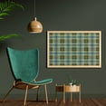 thumbnail image 2 of Abstract Wall Art with Frame, Dark Toned Checkered Motif English Geometric Folk Textured Design, Printed Fabric Poster for Bathroom Living Room, 35" x 23", Slate Blue Blue Grey, by Ambesonne, 2 of 2