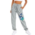 thumbnail image 2 of FINALGANG Womens Butterfly Print Jogger Sweatpants With Drawstring Elastic Waist Elastic Hem For Casual Daily Wear Loungewear Street Style Outings Soft Trousers, 2 of 4