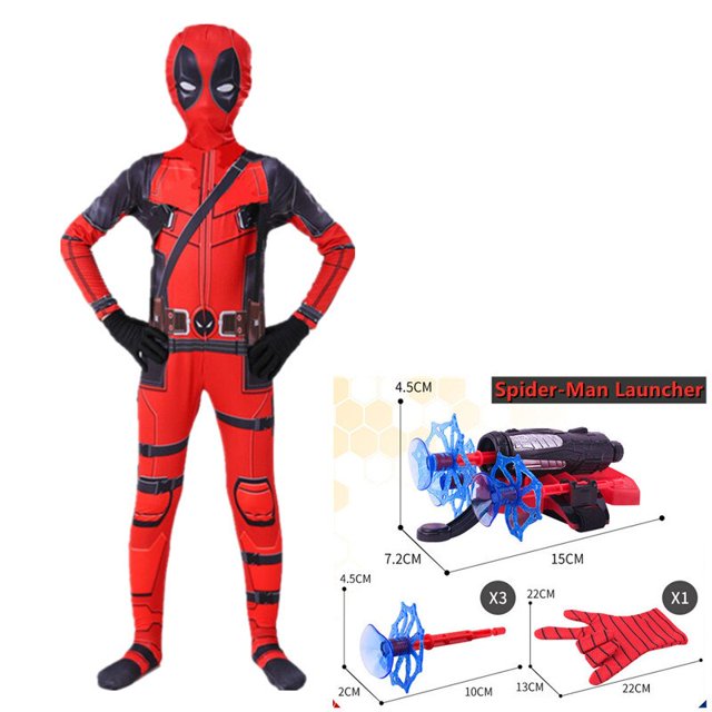 Disfraz de superhéroe para niños, traje de Cosplay de fiesta de Halloween, mono de estilo 3D, regalo de juguete lanzador de Spider-Man Fivean unisex