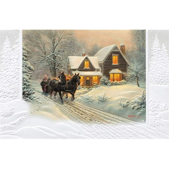 Pumpernickel Press Embossed Christmas Greeting Cards Boxed Set – I’ll Be Home, 16 Count