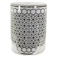 thumbnail image 2 of Benzara Mosaic Designed Cylindrical Ceramic Garden Stool, Gold And White, 2 of 2