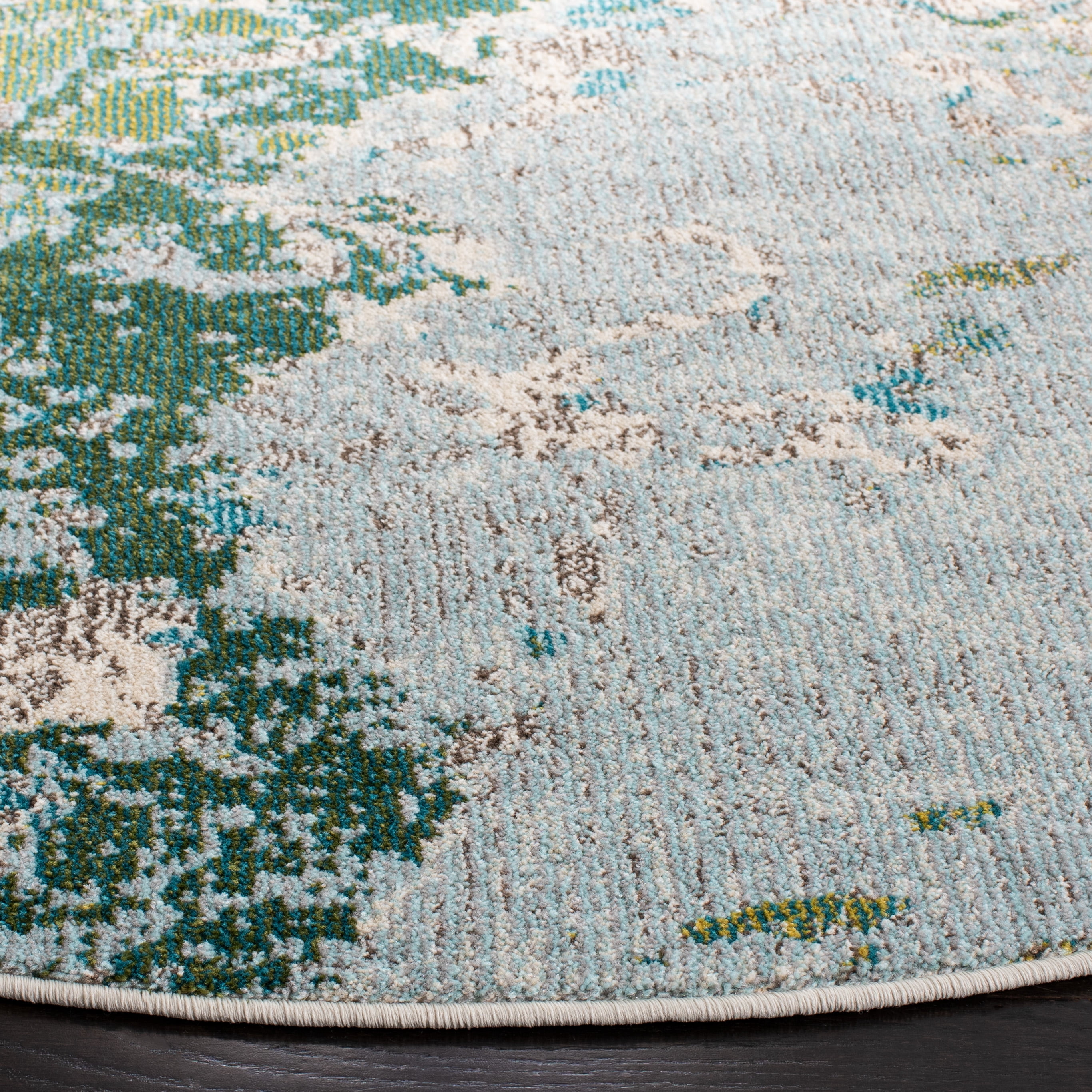 SAFAVIEH Monaco Phoebe Abstract Area Rug, Green/Turquoise, 6'7" X 6'7" Round