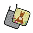 thumbnail image 2 of Easter Eggs Bull Terrier Red Pair of Pot Holders, 2 of 3